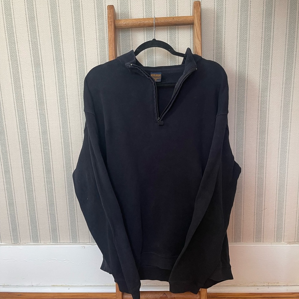Woolrich Vintage 1/4 Zip Pullover Sweatshirt Black Men’s 100% Cotton XL